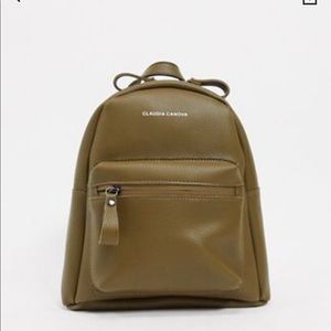 Claudia Canova Khaki Backpack With Logo Tape